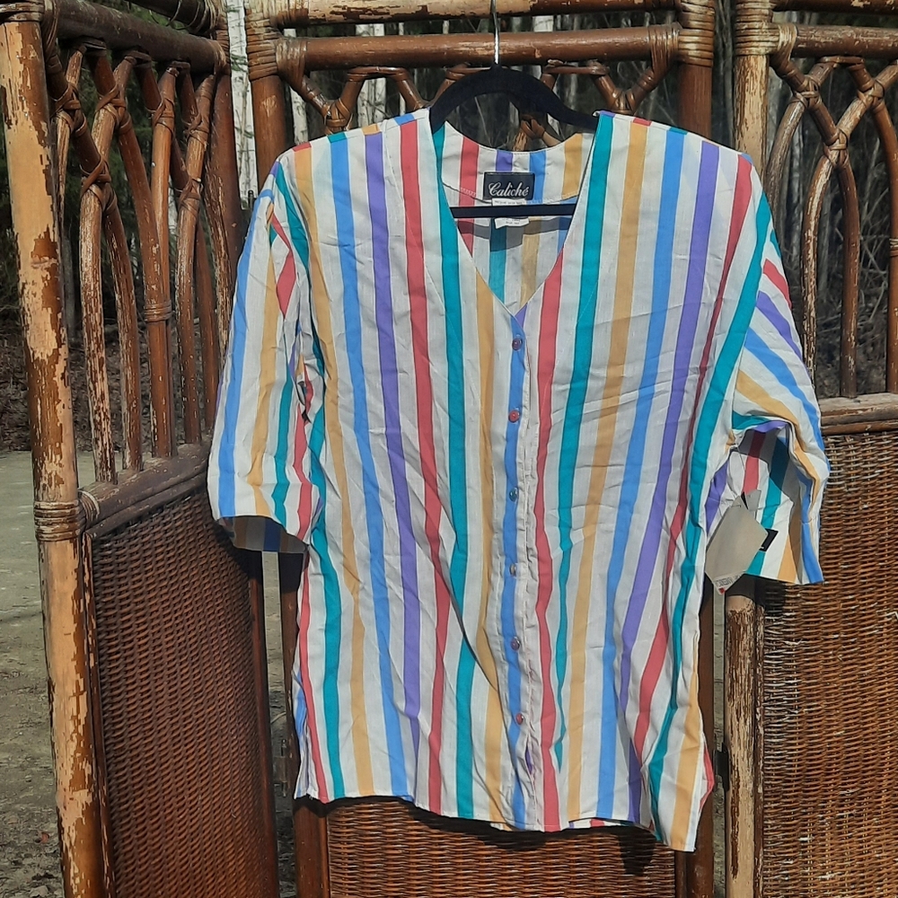 🆕️ Caliche Stripped Button Down Vintage 80s Shirt